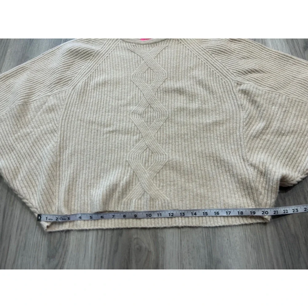 Lilly Pulitzer Womens Batwing Cable Knit Sweater Acrylic Blend M Beige Ivory